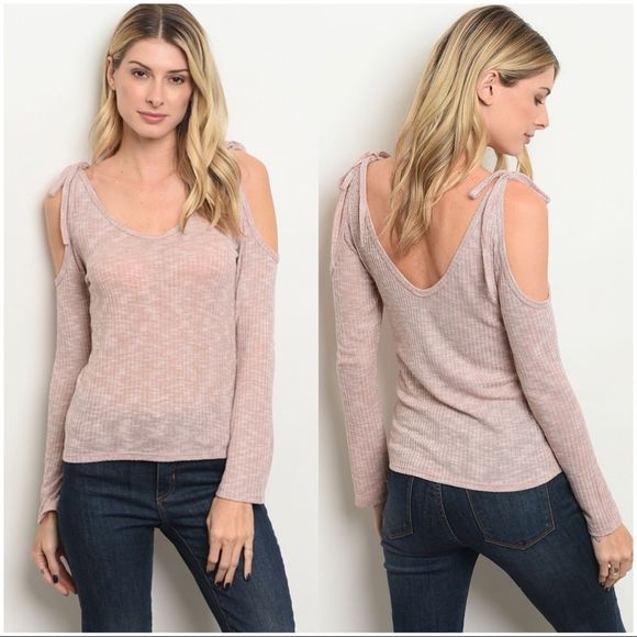 Tops - Light mauve cold shoulder top